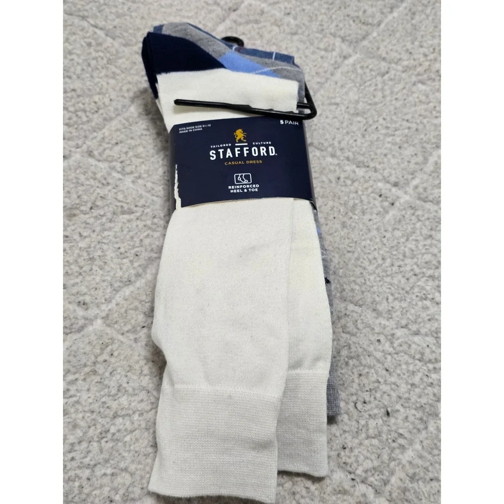 Stafford‎ Casual Dress Socks 5 Pair Assorted Patterns Men Shoe Size 6 1/2-12